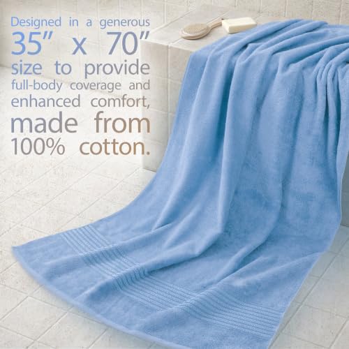 Image of Cotton Paradise 100% Cotton Hand Towels, 2 Piece 35x70 Hand Bath Towels, Sky Blue