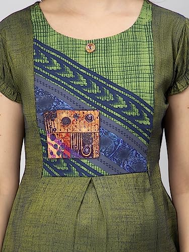 Image of CEE 18 Cotton Rayon A-Line Flared Maternity Feeding Kurti for Women with Zippers | Maxi Gown Dress for Women | Breastfeeding Dress for Mothers | Feeding Kurti for Women | Maternity Wear for Women
