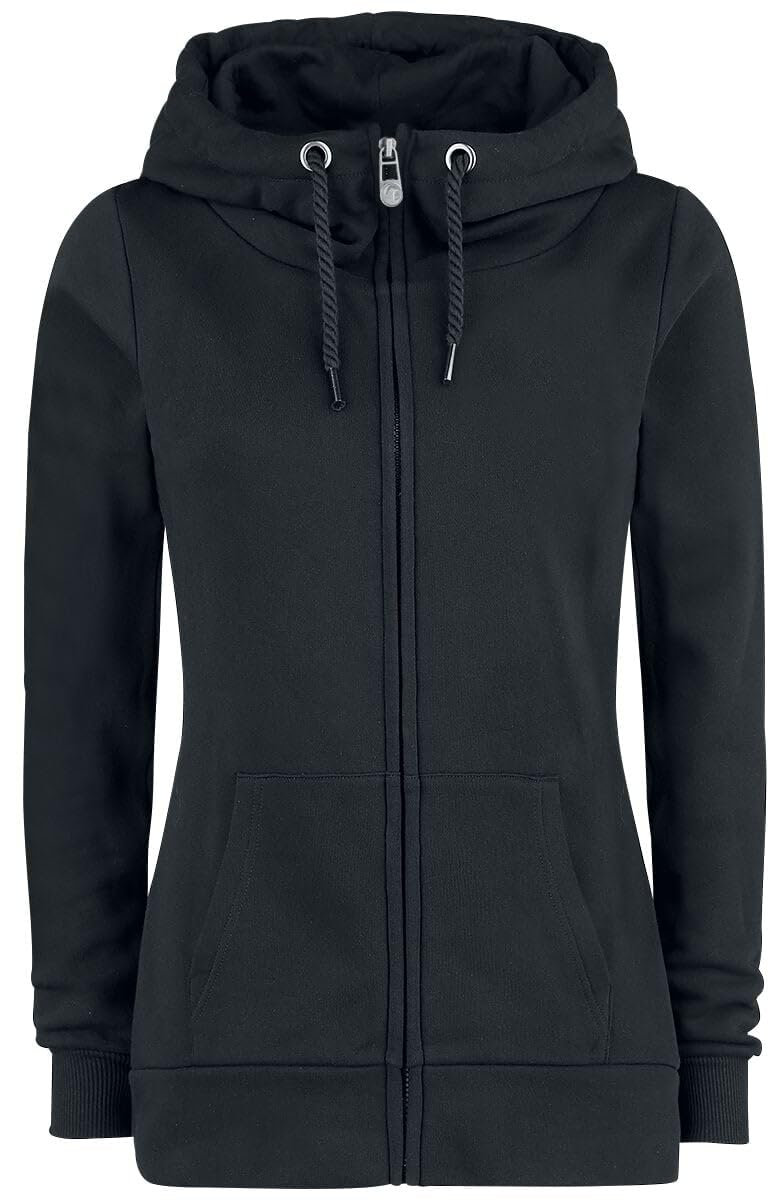 Black Premium by EMP Damen schwarzer Basic Kapuzenzipper - Klassischer Hoodie mit Reißverschluss und Taschen