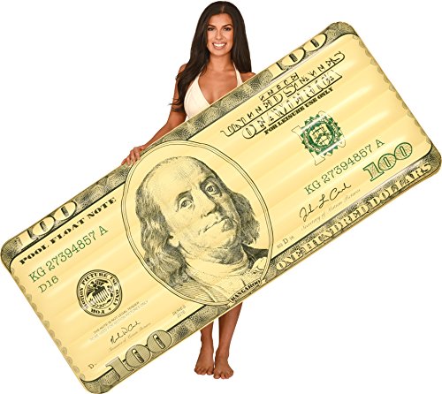 Coconut Float's Pool Floats; Reversible, $100 Bill, $1 Bill, 7 Ft.