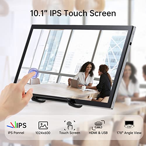 HAMTYSAN Raspberry Pi Touch Screen, 10.1 Zoll Bildschirm Monitor 1024x600 Kleiner tragbarer HDMI Monitor mit Ständer, IPS Bildschirm für Raspberry Pi 5/4/3/2/Zero/B/B+ Jetson Nano Win11/10/8/7 2