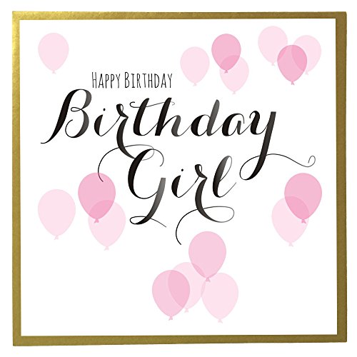 Claire Giles Greeting Cards Happy Birthday Girl Card with Pink Balloons