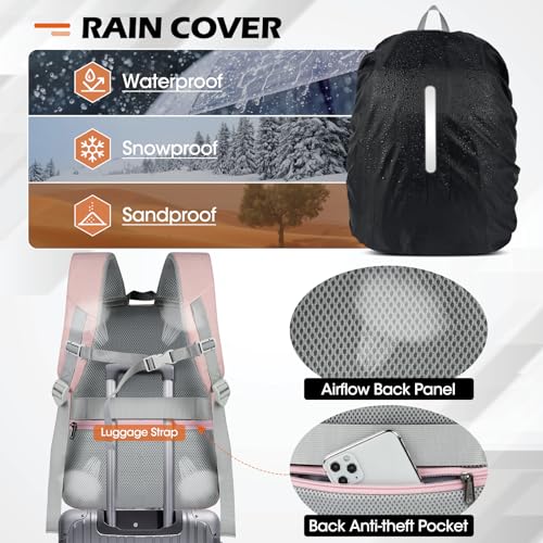 Image of SDYSM Camera Bag Backpack Professional for DSLR SLR Mirrorless Camera | 14 Inch Waterproof Camera Laptop Backpack with Rain Cover Anti Theft Travel Case Large Capacity Photography Backpack, Pink