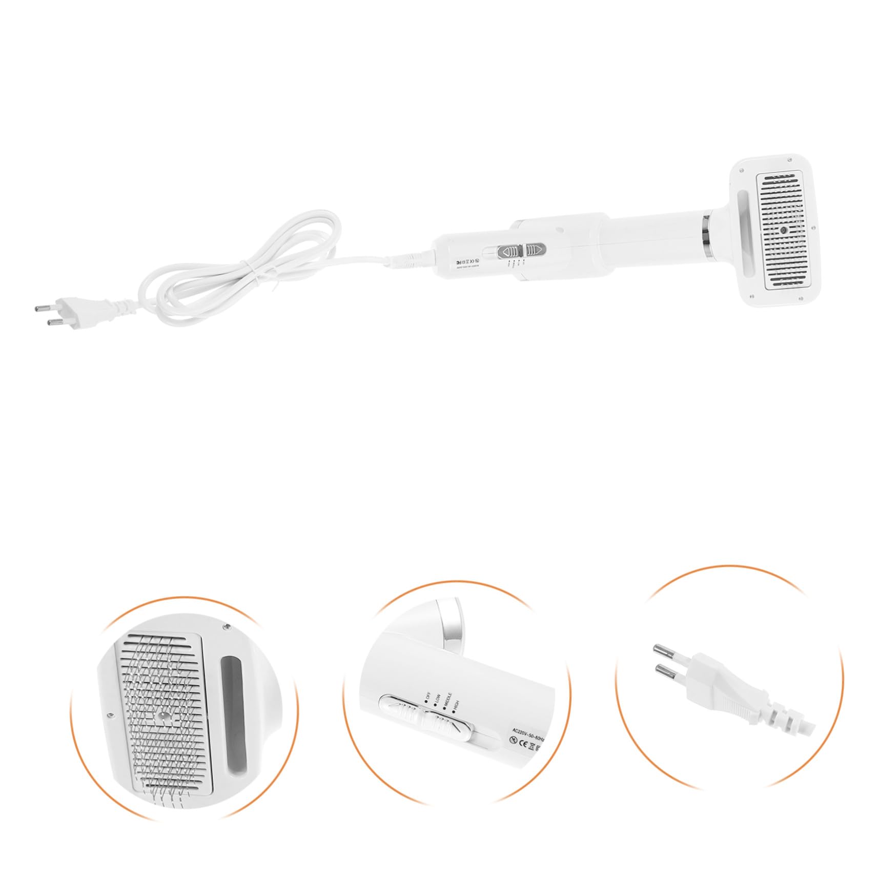 Peigne Sèche-cheveux pour Toilettage Chien et Chat, Blanc Portable | Plastique, Fonction Démêlante et Sûre, Format Compact pour Propriétaires D’animaux