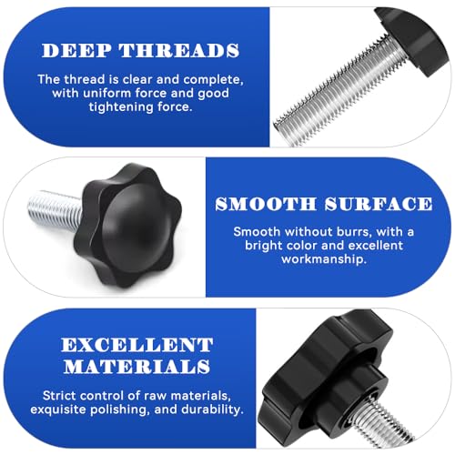 Zasjon 6 Stück Sterngriffschraube M8 x 60mm Sterngriff Schrauben Sternkopfschraube Klemmknopf Griff Rändelschraube, Sternschraube Klemmschraube für Werkzeugmaschinen Möbelgriff,Elektronische Geräte