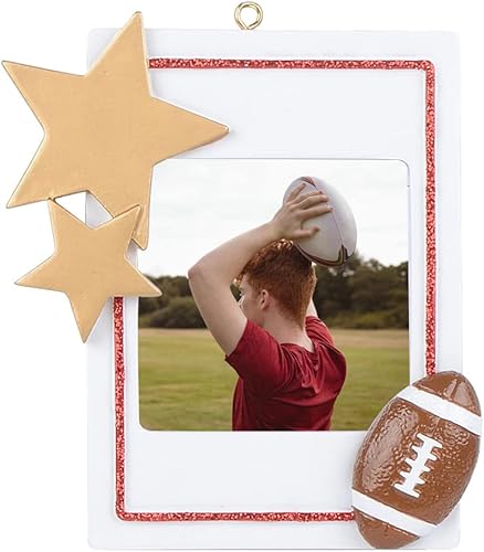 Marco de fotos de fútbol Adorno de Navidad personalizado de estrella de fútbol Adorno de Navidad de jugador de fútbol Regalos conmemorativos para