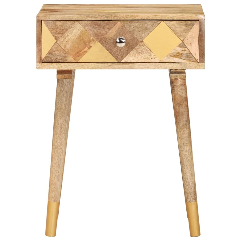 Stolik nocny 43 x 30 x 58 cm, z litego drewna mango, polerowany, z szufladą do sypialni, stolik pomocniczy do przechowywania, wytrzymały mebel, łatwy montaż