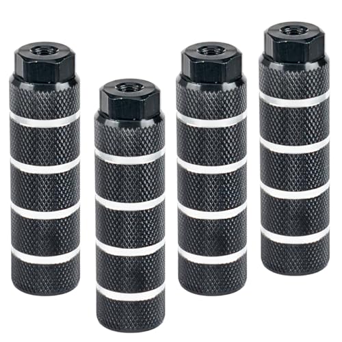 KINSPORY 4PC Bike Pegs for 3/8 inch Axles Aluminum Alloy Anti-Skid BMX Bicycle Pegs for Mountain Bike Backseats Stands Cycling Rear Stunt Pegs - Stripe Black