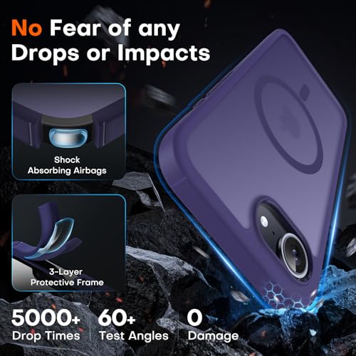 Image of TOCOL for iPhone 17e Case, Compatible with Magsafe, Military Drop Protection, Slim Translucent Matte Shockproof for iPhone 17 e Case 6.1 inch (Midnight Purple)