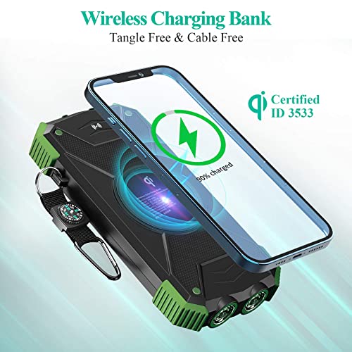 Two Pack Of Solar Phone Charger Power Bank 10,000Mah Solar Powered Battery Charger External Backup Battery (Dark Green, Orange) #TOP3