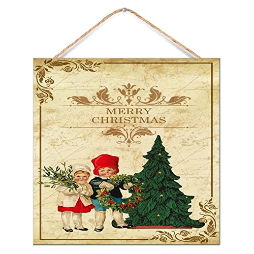 Cadeau de chambre d'enfant original : panneau bois vintage avec Père Noël ancien