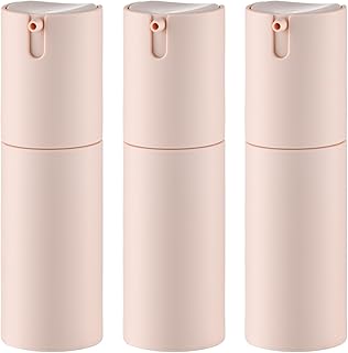 Airless Pump Bottles Travel: Lotion Dispenser for Small Size - Empty Shampoo Containers - Mini Vacuum Jar for Cream - 1 oz Plastic Pink