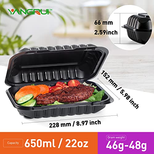 Yangrui Clamshell Take Out Containers, Shrink Wrap 50 Pack 9 X 6 Inch 28 Oz Plastic Hinged To Go Containers Microwave Freezer Safe Bpa Free Biodegradable Meal Prep Container #TOP1