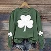2026 Women Irish Day Four Leaf Print Sweatshirt Casual Round Neck Green Long Sleeve Top (White, L) #2