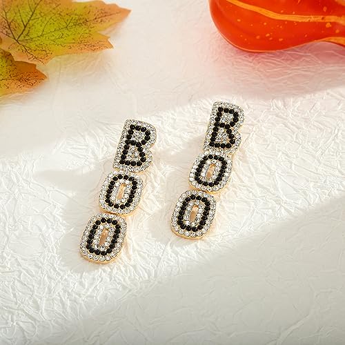 WOWORAMA Halloween Earrings Cute Pumpkin Earrings for Women Fun Crystal Pumpkin Stud Earrings Funny Smiling Face Pumpkin Drop Earrings Halloween Earrings Jewelry