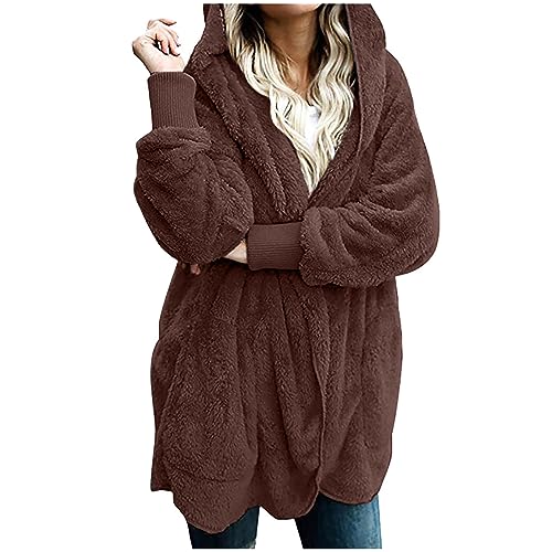 Womens Fleece Jacket Plus Size Fuzzy Jacket Winter Warm Plush Coat Faux Fur Zip Up Hoodies Sherpa Jacket Outerwear4