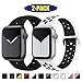 Produktbild INZAKI Kompatibel mit Apple Watch Armband 38mm 40mm,weich atmungsaktives Silikon Sport Ersatzband für Armband für iWatch Serie 5/4/3/2/1,Nike+,Sport,wasserdicht,S/M,BlackBlack/Whiteblack