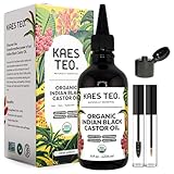 Kaes Teo Organic Black Castor Oil for Hair Growth - Not Jamaican Black Castor Oil, Moisturizes Skin, Nail, Scalp, Thicker Eyebrows, Lashes 100% Pure Cold Pressed Hexane Free - Premium Kit, 8 fl oz