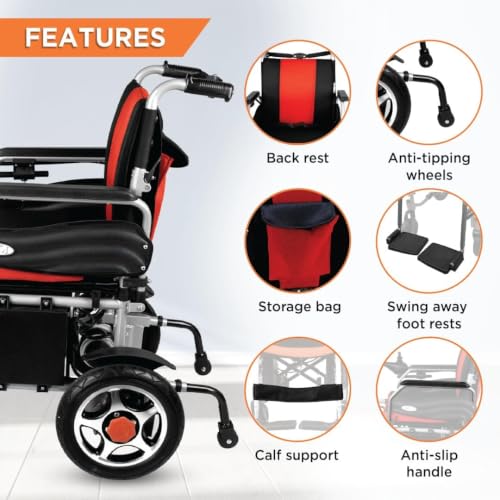 Image of Vissco Zip Lite Power Premium Wheelchair with Double Battery, 20Km Per Charge, Durable & Long Lasting, Weight Bearing Capacity 100kg