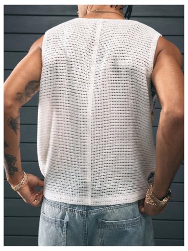 Verdusa Men's Boho Floral Crochet Sweater Vest Summer Streetwear Going Out Knit Tops2