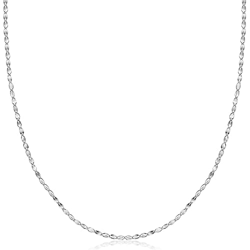 PORI JEWELERS 10K Solid Gold 2.0MM Diamond Cut Mirror Chain Necklace or Anklet - Unisex Sizes 10"-30" - Yellow, White, Rose or 3 Tone