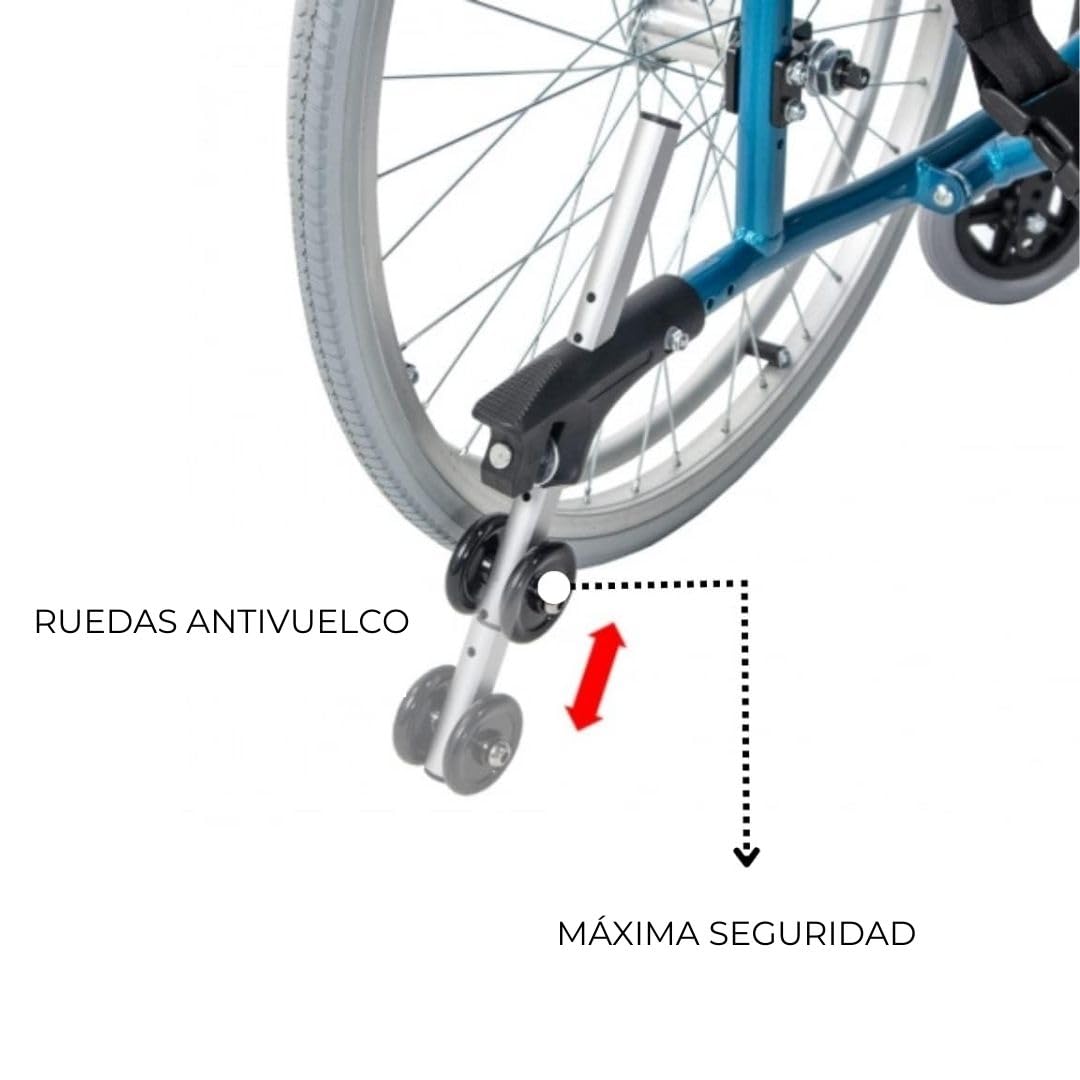 Mobiclinic® pro, Silla de ruedas venecia, Plegable, Premium, Extracción con un botón, Cojín grueso, Aluminio, Respaldo partido, Cinturón seguridad, Estética deportiva, Altura regulable