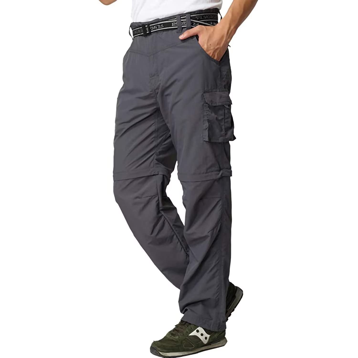 Mens Hiking Pants Convertible Zip Off Shorts Outdoor Quick Dry