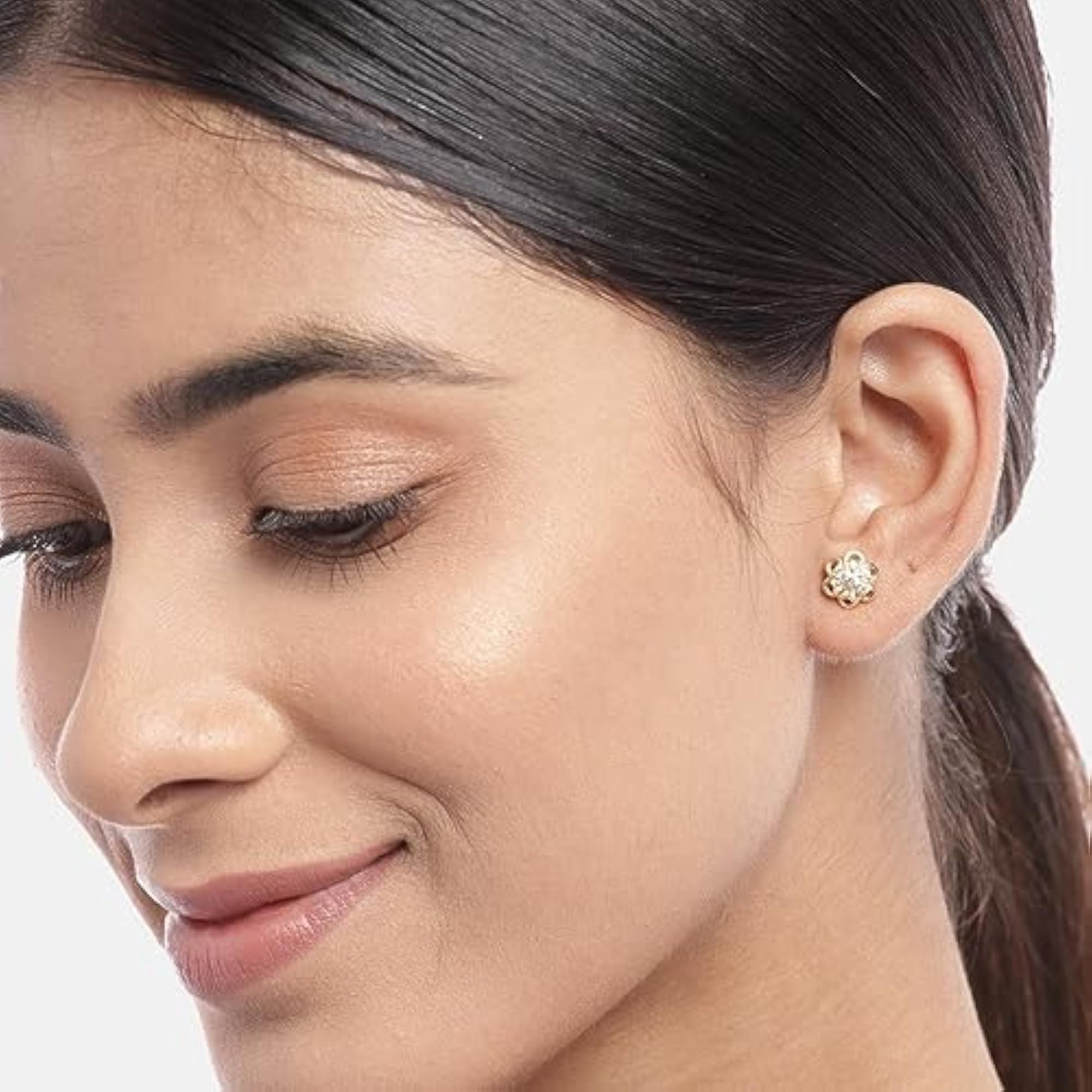 925 Silver CZ Floral Stud Earrings