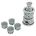 7-Piece Blue Floral Design White Ceramic Japanese Hot Sake Set with Warmer, 4 Cups, Carafe & Heating Pot