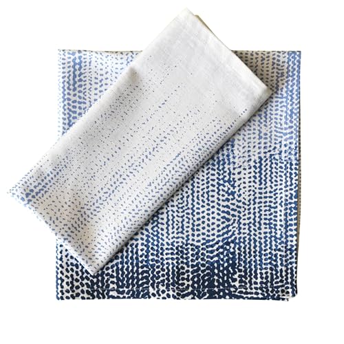 FINGERCRAFT Cloth Napkins Set of 4 Cotton Linen, 20x20 Inch, Blue Ombre