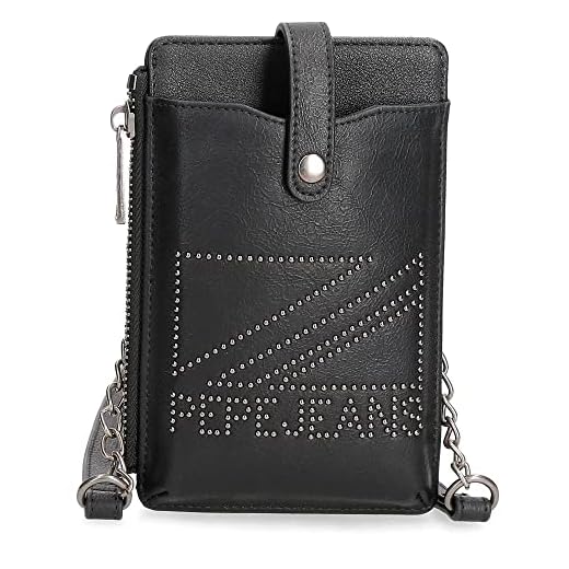 Pepe Jeans Donna Bandolera Portamóvil Negro 9,5x16,5 cms Piel sintética