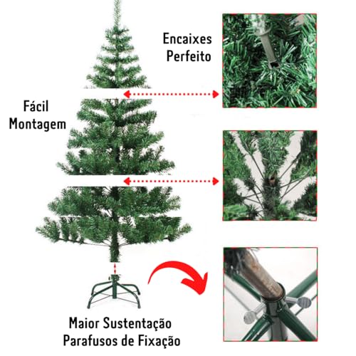 Árvore De Natal Pinheiro 1,50m 300 Galhos Decorada Completa