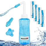 Vive Nasal Rinse Bottle - Sinus Irrigation with 30 Salt Packets - Neti Pot Nose Cleaner Kit - Saline...