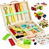 TONZE Kids Tool Set Toddler Toys Age 2-4 Learning Montessori Toys for 2 Year Old Boy Girl Gifts,Wood