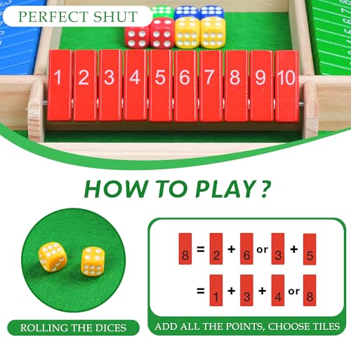 Juego de Mesa Shut The Box tamaño viaje para 4 jugadores miniatura 4