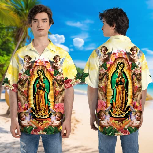 Christian Jesus Hawaiian Shirts for Men - Our Savior Summer Short-Sleeve Casual Relaxed-Fit Button-Down Shirts Series 862