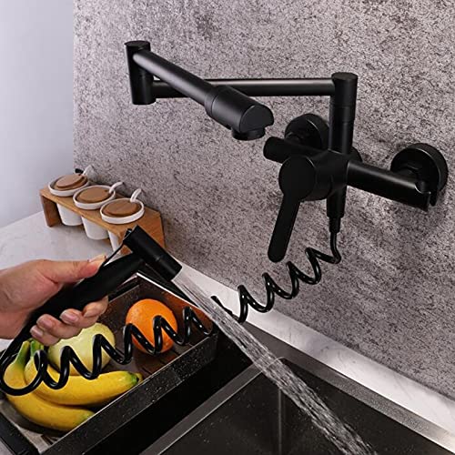 Robinet de cuisine mural LUNEZY mitigeur d'eau chaude et froide noir mat