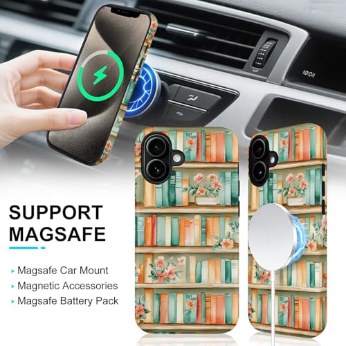Funda de estantería floral para iPhone compatible con MagSafe y protección anticaídas 4
