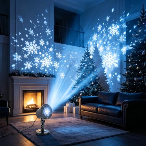 Christmas Projector Indoor Snowflake Living Room Bedroom Plug in Mood Light - image 9