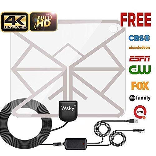 Wsky TV Antenna Indoor, HD Digital TV Antenna, 60100 Miles
