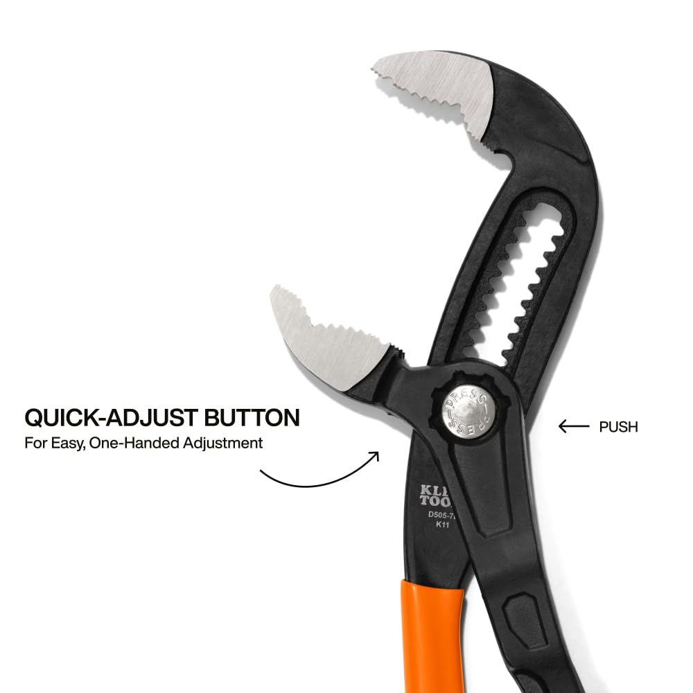 Klein Tools D5057B Pince à pompe à cliquet à réglage rapide de 17,8 cm, design compact avec mâchoire en V et dents trempées pour un couple maximal