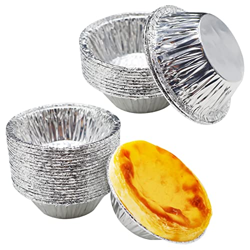 REBECASKYENS 100 Pcs Tart Foil, Mince Pie Baking Tray, Small Baking Tray,Foil Trays to Make Pies, Small Cakes, and More Pastries