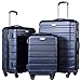 Coolife Luggage 3 Piece Set Suitcase Spinner Hardshell Lightweight TSA Lock (navy, 20/24/28)