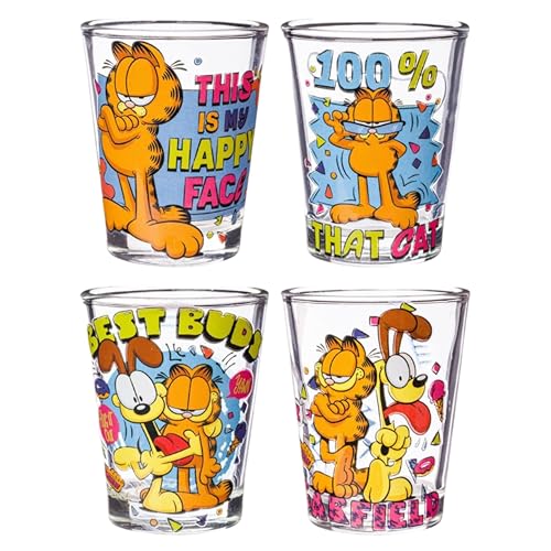 Image of Silver Buffalo Garfield and Odie 4 Pack Mini Glass Set, 1.5 Ounces