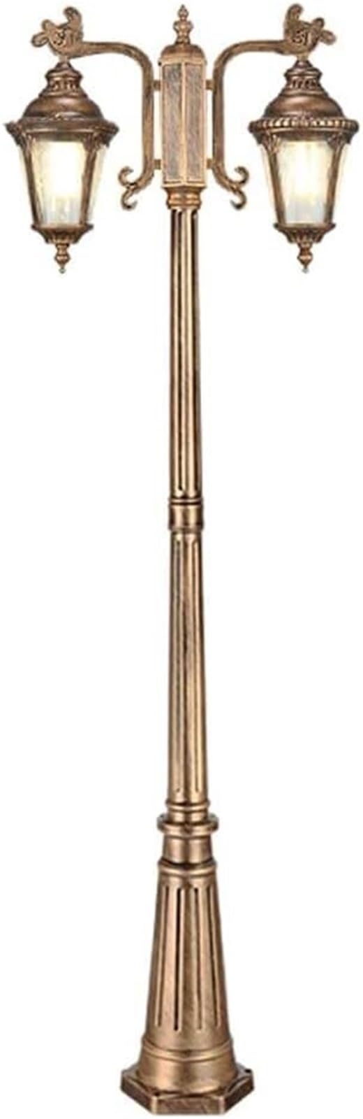 QUSYZD Solar Post Lights Outdoor Lamp Post Light, Lamp Post Lights Outdoor,210Cm 82.67In Outdoor Garden Pillar Post Light Aluminum Path Pillar Lamp Glass Lantern 2-Head Bollard,Bronze-270CM(106.29in)