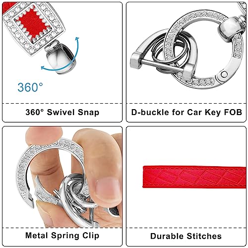 Image of OHKYOOT Leather Wristlet Keychain,Wrist Keychain Car Key Chain with 5 Key Ring and Anti-Lost D Ring