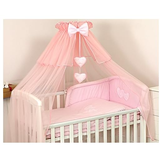 Himmel myggnät, 480 cm, baldakin för bebis, babysäng, sänghimmel, hjärta, chiffong, chiffonghimmel rosa