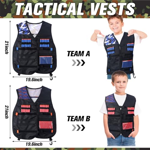Sosation 12 Sets Tactical Vest Kit Compatible with Nerf Party Favor Accessories, Face Mask Wrist Ammo Holder Toy Gift Supplies (Orange and Blue) - Image 2
