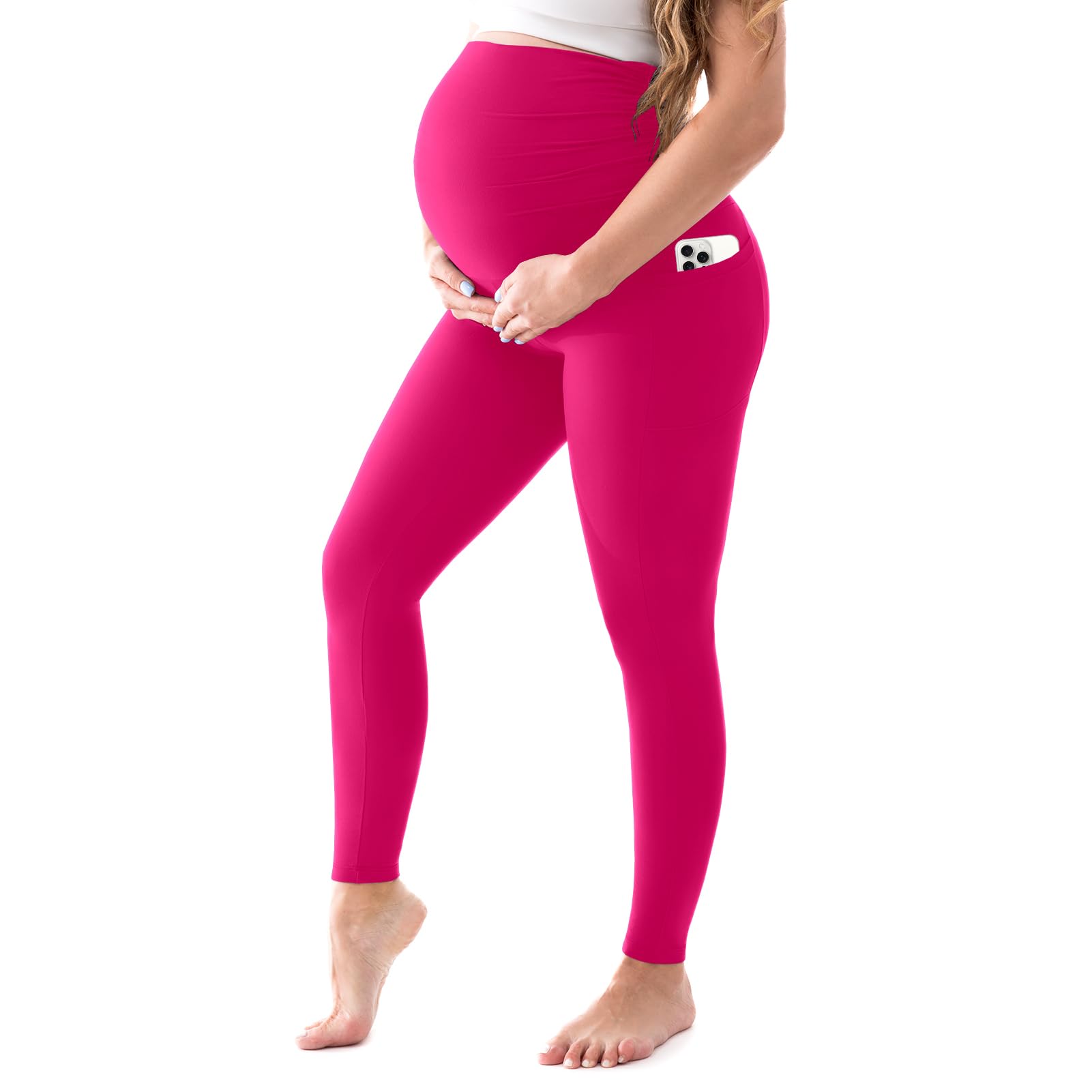 Walifrey Maternity Leggings with Pockets Over the Belly