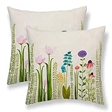 Sunshineyan Spring Pillow Covers 20x20 Set of 2, Colorful Watercolor Floral Throw Pillow Covers Line